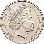 Australia Twenty Cents (Year of Planet Earth) KM# 1058 ELIZABETH II AUSTRALIA 2008 IRB coin obverse Australia Twenty Cents (Year of Planet Earth) KM# 1058 ELIZABETH II AUSTRALIA 2008 IRB coin obverse