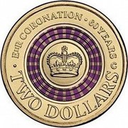 Australia Two Dollars Coronation Jubilee 2013 KM# 2153 E II R CORONATION 60 YEARS C TWO DOLLARS coin reverse Australia Two Dollars Coronation Jubilee 2013 KM# 2153 E II R CORONATION 60 YEARS C TWO DOLLARS coin reverse