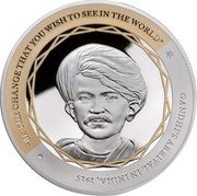 Niue 1 Dollar Gandhi's Arrival in India 2015  Proof "BE THE CHANGE THAT YOU WISHTO SEE IN THE WORLD" GANDHI'S ARRIVAL IN INDIA, 1915 coin reverse