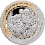 Niue 1 Dollar (Gandhi's Salt March) "IN A GENTLE WAY, YOU CAN SHAKE THE WORLD" GANDHI'S SALT MARCH, 1930 coin reverse