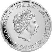 Niue One Dollar Komodo dragon vs. Tiger 2022 ELIZABETH II NIUE 2022 ONE DOLLAR IRB 1OZ 999 SILVER coin obverse Niue One Dollar Komodo dragon vs. Tiger 2022 ELIZABETH II NIUE 2022 ONE DOLLAR IRB 1OZ 999 SILVER coin obverse