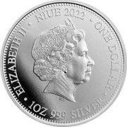 Niue 1 Dollar Lion vs. Hyenas 2022 ELIZABETH II NIUE 2022 ONE DOLLAR IRB 1 OZ 999 SILVER coin obverse Niue 1 Dollar Lion vs. Hyenas 2022 ELIZABETH II NIUE 2022 ONE DOLLAR IRB 1 OZ 999 SILVER coin obverse