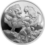 Niue 1 Dollar Lion vs. Hyenas 2022 coin reverse Niue 1 Dollar Lion vs. Hyenas 2022 coin reverse