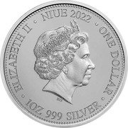 Niue One Dollar Puma vs. Bear 2022 BU ELIZABETH II NIUE 2022 ONE DOLLAR IRB 1OZ 999 SILVER coin obverse Niue One Dollar Puma vs. Bear 2022 BU ELIZABETH II NIUE 2022 ONE DOLLAR IRB 1OZ 999 SILVER coin obverse