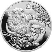 Niue One Dollar Puma vs. Bear 2022 BU coin reverse Niue One Dollar Puma vs. Bear 2022 BU coin reverse