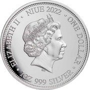 Niue One Dollar Shark vs. Crocodile 2022 BU ELIZABETH II NIUE 2022 ONE DOLLAR IRB 1 OZ 999 SILVER coin obverse Niue One Dollar Shark vs. Crocodile 2022 BU ELIZABETH II NIUE 2022 ONE DOLLAR IRB 1 OZ 999 SILVER coin obverse