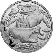 Niue One Dollar Shark vs. Crocodile 2022 BU coin reverse Niue One Dollar Shark vs. Crocodile 2022 BU coin reverse
