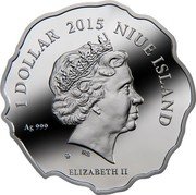 Niue 1 Dollar Year of the Goat. Family 2015 mw Proof 1 DOLLAR 2015 NIUE ISLAND AG 999 IRB ELIZABETH II coin obverse