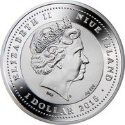 Niue 1 Dollar Year of the Goat. Cherub 2015  Proof ELIZABETH II NIUE ISLAND IRB AG 999 1 DOLLAR 2015 coin obverse