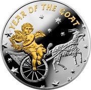 Niue 1 Dollar Year of the Goat. Cherub 2015  Proof YEAR OF THE GOAT coin reverse