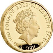 UK 100 Pounds King Edward VII 2022 Proof ELIZABETH II D G REG F D 100 POUNDS 2022 J.C coin obverse UK 100 Pounds King Edward VII 2022 Proof ELIZABETH II D G REG F D 100 POUNDS 2022 J.C coin obverse