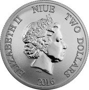 Niue Two Dollars (Turtle) ELIZABETH II NIUE TWO DOLLARS IRB 2016 coin obverse Niue Two Dollars (Turtle) ELIZABETH II NIUE TWO DOLLARS IRB 2016 coin obverse