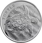 Niue Two Dollars (Turtle) TURTLE FINE SILVER .999 1 OZ coin reverse Niue Two Dollars (Turtle) TURTLE FINE SILVER .999 1 OZ coin reverse