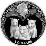 Niue 2 Dollars West Siberian Laika 2014  Proof ELIZABETH II NIUE 2014 2 DOLLARS coin obverse Niue 2 Dollars West Siberian Laika 2014  Proof ELIZABETH II NIUE 2014 2 DOLLARS coin obverse
