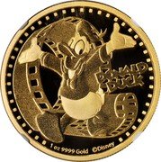 Niue 200 Dollars Donald Duck 2014  Proof DONALD DUCK 1 OZ 9999 GOLD ©DISNEY coin reverse Niue 200 Dollars Donald Duck 2014  Proof DONALD DUCK 1 OZ 9999 GOLD ©DISNEY coin reverse