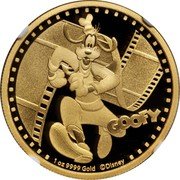 Niue 200 Dollars Goofy 2014  Proof GOOFY 1 OZ 9999 GOLD ©DISNEY coin reverse Niue 200 Dollars Goofy 2014  Proof GOOFY 1 OZ 9999 GOLD ©DISNEY coin reverse