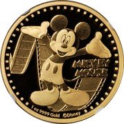 Niue 200 Dollars Mickey Mouse 2014  Proof MICKEY MOUSE 1 OZ 9999 GOLD ©DISNEY coin reverse Niue 200 Dollars Mickey Mouse 2014  Proof MICKEY MOUSE 1 OZ 9999 GOLD ©DISNEY coin reverse