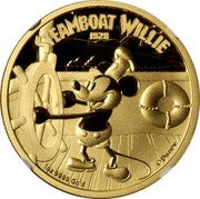 Niue 200 Dollars Steamboat Willie 2014  Proof STEAMBOAT WILLIE 1928 1 OZ 9999 GOLD ©DISNEY coin reverse Niue 200 Dollars Steamboat Willie 2014  Proof STEAMBOAT WILLIE 1928 1 OZ 9999 GOLD ©DISNEY coin reverse