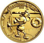 Niue 25 Dollars (Steamboat Willie) STEAMBOAT WILLIE 1928 1/4 OZ 9999 FINE GOLD © DISNEY coin reverse Niue 25 Dollars (Steamboat Willie) STEAMBOAT WILLIE 1928 1/4 OZ 9999 FINE GOLD © DISNEY coin reverse