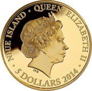 Niue 5 Dollars (Sachin R. Tendulkar) NIUE ISLAND QUEEN ELIZABETH II IRB 5 DOLLARS 2014 coin obverse Niue 5 Dollars (Sachin R. Tendulkar) NIUE ISLAND QUEEN ELIZABETH II IRB 5 DOLLARS 2014 coin obverse