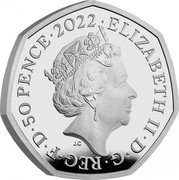 UK 50 Pence (Anniversary of Harry Potter Magic) ELIZABETH II D G REG F D 50 PENCE 2022 J.C coin obverse UK 50 Pence (Anniversary of Harry Potter Magic) ELIZABETH II D G REG F D 50 PENCE 2022 J.C coin obverse