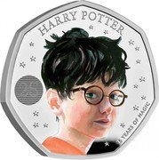 UK 50 Pence (Anniversary of Harry Potter Magic) HARRY POTTER 25 25 YEARS OF MAGIC coin reverse UK 50 Pence (Anniversary of Harry Potter Magic) HARRY POTTER 25 25 YEARS OF MAGIC coin reverse