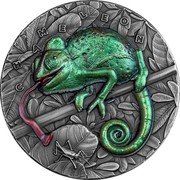 Niue 7 Dollars Chameleon 2022 mw Antiqued CHAMELEON coin reverse Niue 7 Dollars Chameleon 2022 mw Antiqued CHAMELEON coin reverse