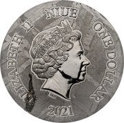 Niue One Dollar (Seymchan) ELIZABETH II NIUE ONE DOLLAR IRB 2021 coin obverse Niue One Dollar (Seymchan) ELIZABETH II NIUE ONE DOLLAR IRB 2021 coin obverse