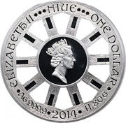 Niue One Dollar (Wheel of Fortune) ELIZABETH II NIUE ONE DOLLAR AG 999.9 2014 11,80 G coin obverse Niue One Dollar (Wheel of Fortune) ELIZABETH II NIUE ONE DOLLAR AG 999.9 2014 11,80 G coin obverse