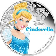 Niue Two Dollars (Cinderella) DISNEY CINDERELLA © DISNEY 1 OZ 999 FINE SILVER coin reverse