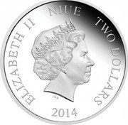 Niue Two Dollars Disney. Donald Duck 2014  Proof ELIZABETH II NIUE TWO DOLLARS 2014 IRB coin obverse Niue Two Dollars Disney. Donald Duck 2014  Proof ELIZABETH II NIUE TWO DOLLARS 2014 IRB coin obverse