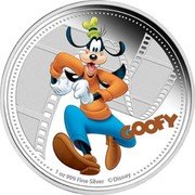 Niue Two Dollars Disney. Goofy 2014  Proof GOOFY 1 OZ 999 FINE SILVER ©DISNEY coin reverse Niue Two Dollars Disney. Goofy 2014  Proof GOOFY 1 OZ 999 FINE SILVER ©DISNEY coin reverse