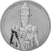 Niue Two Dollars (IG-11) 1 OZ 999 FINE SILVER © & TM LUCASFILM LTD. coin reverse Niue Two Dollars (IG-11) 1 OZ 999 FINE SILVER © & TM LUCASFILM LTD. coin reverse