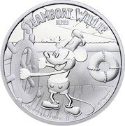 Niue Two Dollars (Disney. Steamboat Willie) STEAMBOAT WILLIE 1928 1 OZ 999 FINE SILVER © DISNEY coin reverse Niue Two Dollars (Disney. Steamboat Willie) STEAMBOAT WILLIE 1928 1 OZ 999 FINE SILVER © DISNEY coin reverse