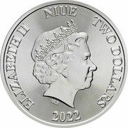 Niue Two Dollars Tree of Life 2022  Bullion ELIZABETH II NIUE TWO DOLLARS IRB 2022 coin obverse Niue Two Dollars Tree of Life 2022  Bullion ELIZABETH II NIUE TWO DOLLARS IRB 2022 coin obverse