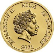 Niue 10 Dollars Aku Ankka 2021  Proof ELIZABETH II NIUE 10 DOLLARS IRB 2021 coin obverse Niue 10 Dollars Aku Ankka 2021  Proof ELIZABETH II NIUE 10 DOLLARS IRB 2021 coin obverse