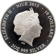 Niue 10 Dollars (Madonna of the Magnificat) ELIZABETH II NIUE 2015 10 DOLLARS IRB 2OZ 999 SILVER coin obverse
