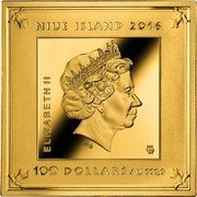 Niue 100 Dollars Temple of Art 2016  Proof NIUE ISLAND 2016 ELIZABETH II IRB 100 DOLLARS AU 999.9 coin obverse Niue 100 Dollars Temple of Art 2016  Proof NIUE ISLAND 2016 ELIZABETH II IRB 100 DOLLARS AU 999.9 coin obverse
