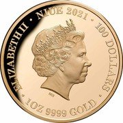Niue 100 Dollars Wildlife Up Close - Kangaroo 2021 ELIZABETH II NIUE 2021 100 DOLLARS 1 OZ 9999 GOLD coin obverse Niue 100 Dollars Wildlife Up Close - Kangaroo 2021 ELIZABETH II NIUE 2021 100 DOLLARS 1 OZ 9999 GOLD coin obverse