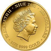 Niue 100 Dollars Wombat 2021 ELIZABETH II NIUE 2021 100 DOLLARS 1 OZ 9999 GOLD coin obverse Niue 100 Dollars Wombat 2021 ELIZABETH II NIUE 2021 100 DOLLARS 1 OZ 9999 GOLD coin obverse