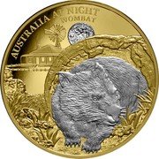 Niue 100 Dollars Wombat 2021 AUSTRALIA AT NIGHT WOMBAT coin reverse Niue 100 Dollars Wombat 2021 AUSTRALIA AT NIGHT WOMBAT coin reverse