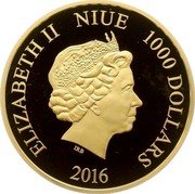 Niue 1000 Dollars Gracia Patricia. 60th Wedding Anniversary 2016  Proof ELIZABETH II NIUE 1000 DOLLARS IRB 2016 coin obverse Niue 1000 Dollars Gracia Patricia. 60th Wedding Anniversary 2016  Proof ELIZABETH II NIUE 1000 DOLLARS IRB 2016 coin obverse