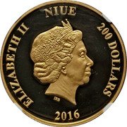 Niue 200 Dollars Han Solo 2016  Proof ELIZABETH II NIUE 200 DOLLARS IRB 2016 coin obverse Niue 200 Dollars Han Solo 2016  Proof ELIZABETH II NIUE 200 DOLLARS IRB 2016 coin obverse