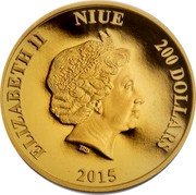 Niue 200 Dollars Scrooge McDuck 2015  Proof ELIZABETH II NIUE 200 DOLLARS IRB 2015 coin obverse Niue 200 Dollars Scrooge McDuck 2015  Proof ELIZABETH II NIUE 200 DOLLARS IRB 2015 coin obverse