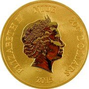 Niue 200 Dollars Year of the Goat. Three Goats 2015  ELIZABETH II NIUE 200 DOLLARS IRB 2015 coin obverse Niue 200 Dollars Year of the Goat. Three Goats 2015  ELIZABETH II NIUE 200 DOLLARS IRB 2015 coin obverse