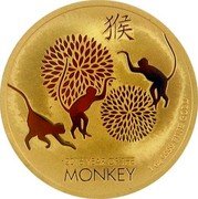 Niue 200 Dollars (Year of the Monkey) 猴 2016 YEAR OF THE MONKEY 1 OZ 9999 FINE GOLD coin reverse Niue 200 Dollars (Year of the Monkey) 猴 2016 YEAR OF THE MONKEY 1 OZ 9999 FINE GOLD coin reverse
