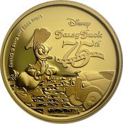 Niue 25 Dollars (75th Anniversary of Daisy Duck) DISNEY DAISY DUCK 75TH ANNIVERSARY 1/4 OZ 9999 GOLD © DISNEY coin reverse