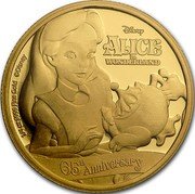 Niue 25 Dollars (Alice in Wonderland) DISNEY ALICE IN WONDERLAND 65TH ANNIVERSARY 1/4 OZ 9999 FINE GOLD © DISNEY coin reverse Niue 25 Dollars (Alice in Wonderland) DISNEY ALICE IN WONDERLAND 65TH ANNIVERSARY 1/4 OZ 9999 FINE GOLD © DISNEY coin reverse