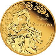 Niue 25 Dollars (Aurora) DISNEY AURORA © DISNEY 1/4 OZ 9999 GOLD coin reverse