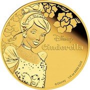 Niue 25 Dollars Cinderella 2015  Proof DISNEY CINDERELLA ©DISNEY 1/4 OZ 9999 GOLD coin reverse
